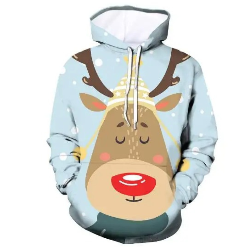 Glitzro - Weihnachtspullover für Damen, Strickpullover mit lustigem Rentier-Design