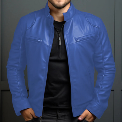 Menluxe - Lederjacke Herren, Warme Jacke mit Reißverschlusstaschen und Kapuze