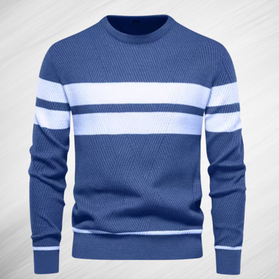 Eleganter Herren Streifenpullover Mit Zickzack-Muster – Atmungsaktiver Slim-Fit Klassiker