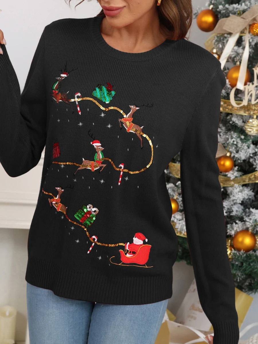Winterl - Weihnachtspullover mit Rentier-Motiv, Damen Strickpullover