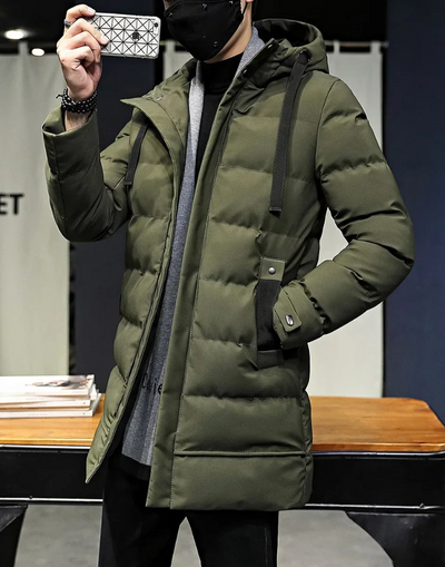 Feuernn - Langer Wintermantel Herren Warm Gefüttert Mit Kapuze Outdoorjacke