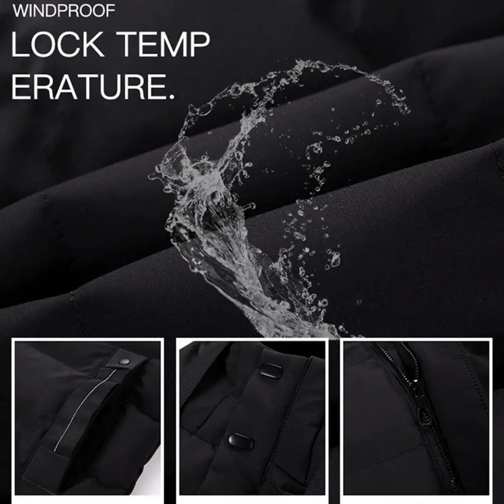 Mantrox - Langer Wintermantel Herren Winddicht Wasserdicht Winterjacke Mit Kapuze