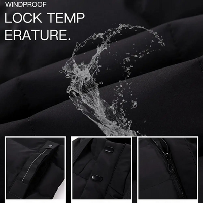 Mantrox - Langer Wintermantel Herren Winddicht Wasserdicht Winterjacke Mit Kapuze