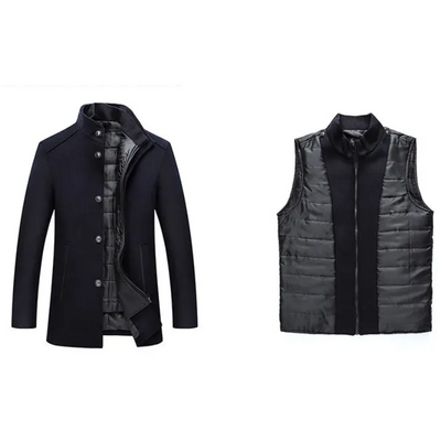 Edeljak - Langer Mantel Herren Stehkragen Stilvoll Gefüttert Übergangsjacke