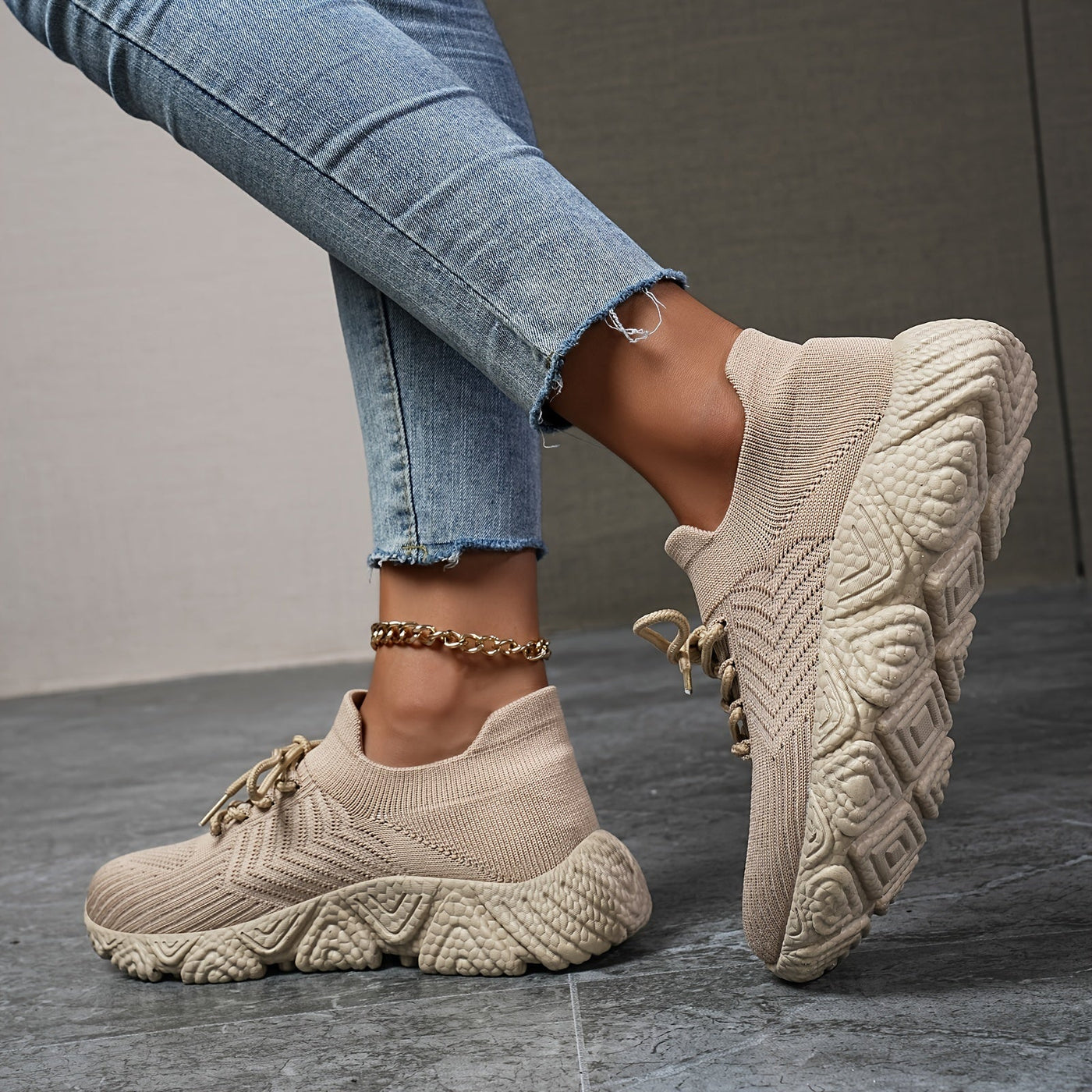 Stilvolle Damen All-Saison-Schuhe in Khaki - Atmungsaktiv & Gepolsterte Sohle von Fadenburg