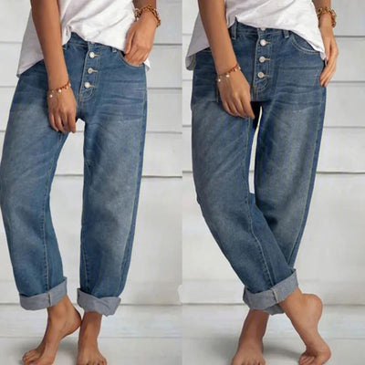 Della | High-Waisted Button-Up Denim Jeans