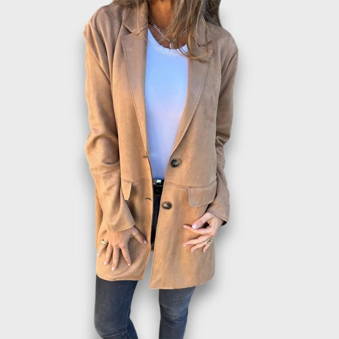Eloise – Weicher Blazer-Cardigan in Camel