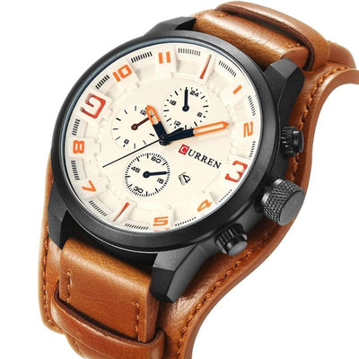 Robuste Sport-Militäruhr Mit Veganem Lederarmband, Wasserdicht, Schockfest, Quarzwerk