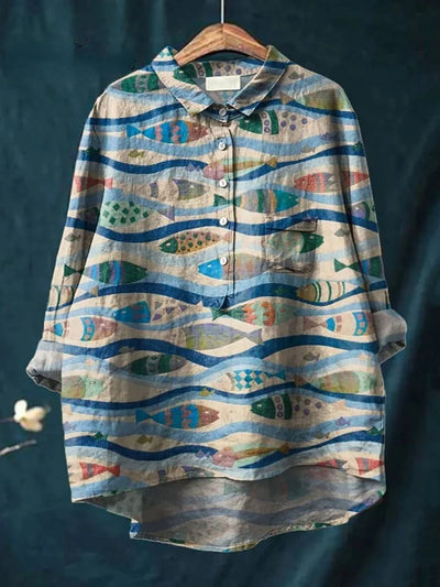Darcy™ – Künstlerisches Shirt mit Fisch-Print