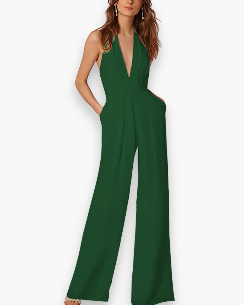 Damen Stilvoll Tief Schnitt Jumpsuit | Elegante