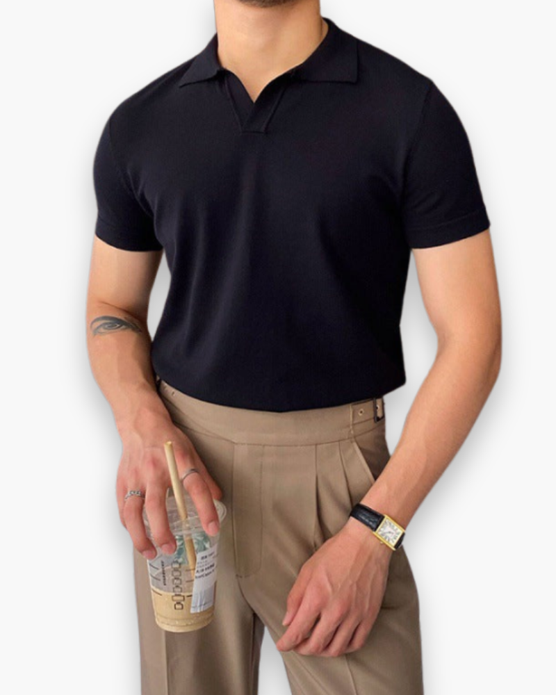 Herren Klassisches Polo Shirt | V-Kragen Poloshirt