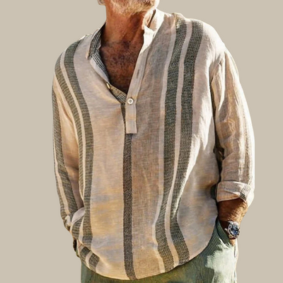 Modernes Leinenhemd für Herren mit Langarm & Streifenmuster – Ceferino