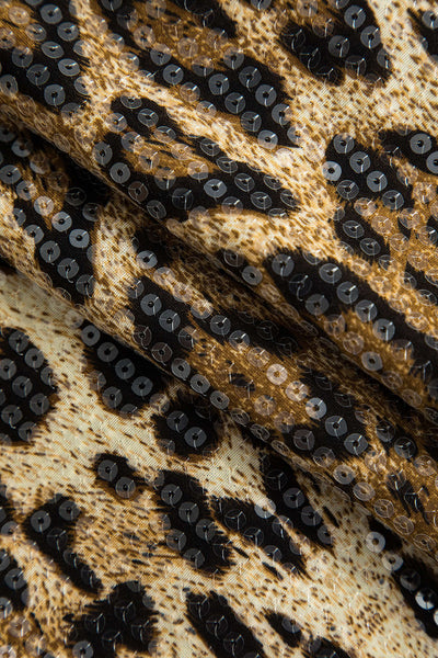 Lunaria | Glamouröser Pailletten Minirock und auffälligem Leopard-Print