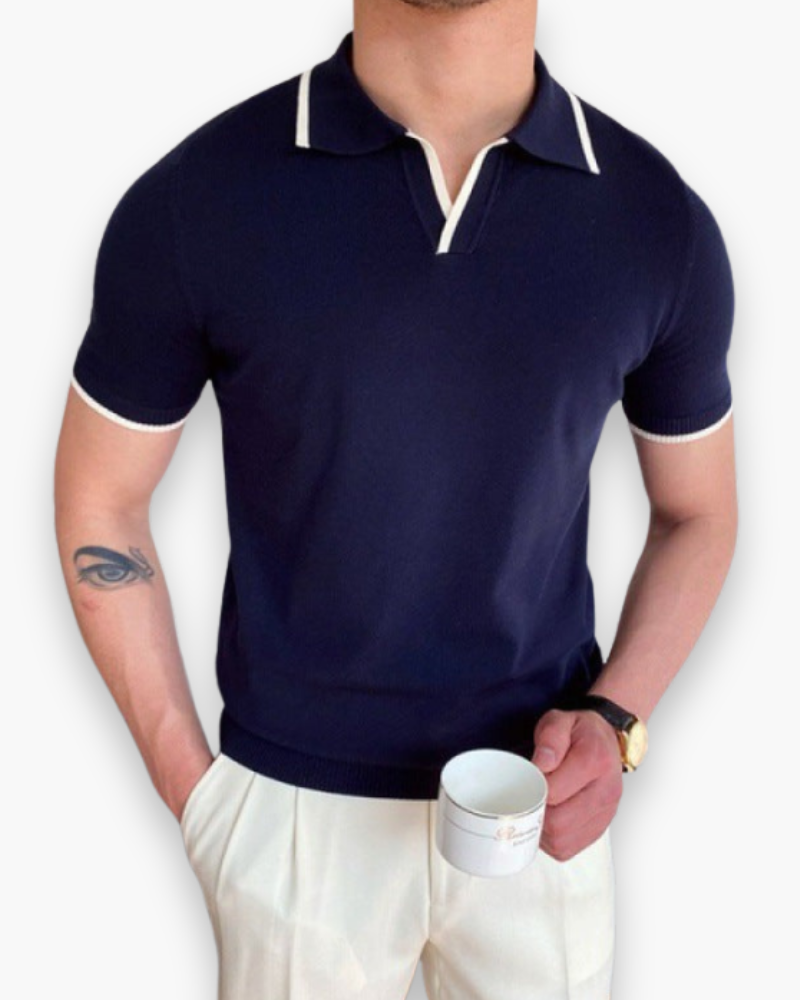Herren Klassisches Polo Shirt | V-Kragen Poloshirt