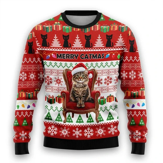 Festivy - Kreativer Weihnachtspullover – Perfekt für Katzenliebhaber & Feiertage