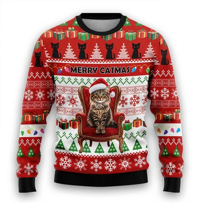Festivy - Kreativer Weihnachtspullover – Perfekt für Katzenliebhaber & Feiertage