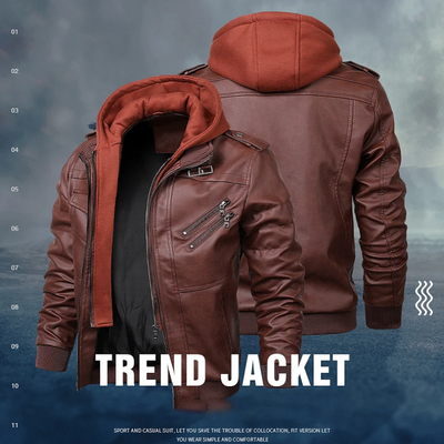 Bronvek - Lederjacke Herren mit Reißverschluss, Klassische Jacke aus Echtleder