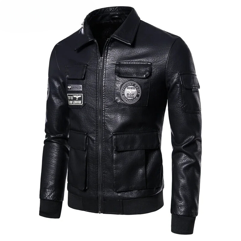 Zendolt - Lederjacke Herren mit Stehkragen, Klassische Bikerjacke aus Echtleder