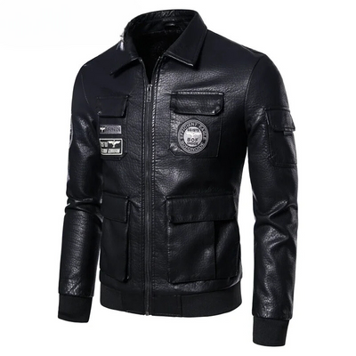 Zendolt - Lederjacke Herren mit Stehkragen, Klassische Bikerjacke aus Echtleder