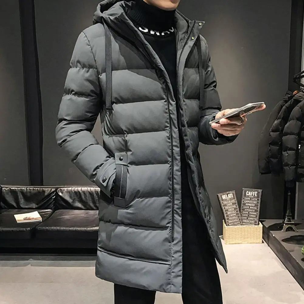 Frostik - Lange Pufferjacke Herren mit Kapuze und wasserabweisender Oberfläche