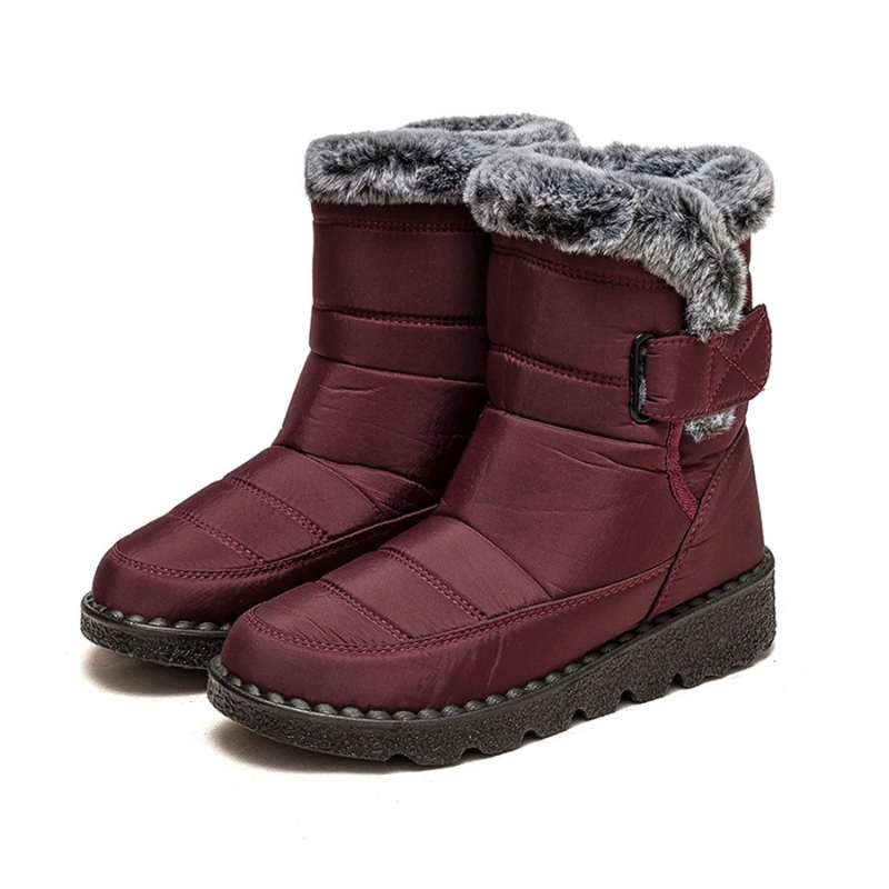 Crysona - Damen Winterstiefel mit Fellkragen und rutschfester Keilsohle