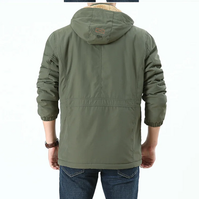 Berglen - Wintermantel Männer mit Kapuze und Kunstfell, Warm gefütterte Jacke