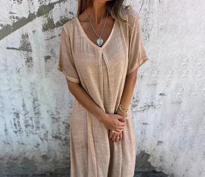 Mazikeen | Leichtes Maxikleid mit V-Ausschnitt für Damen