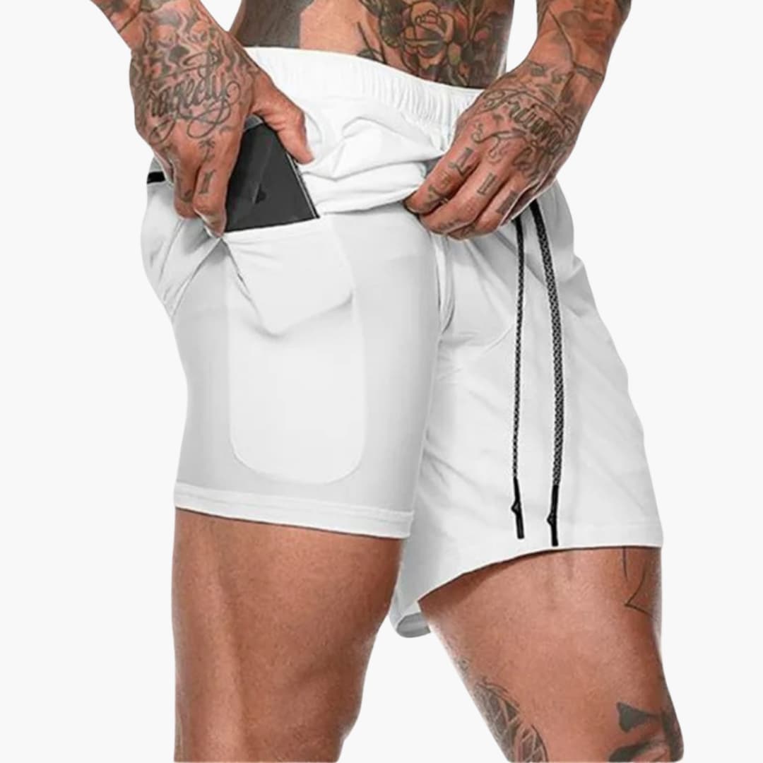 Herren Fitness Shorts mit Innentasche und Kompressionsebene