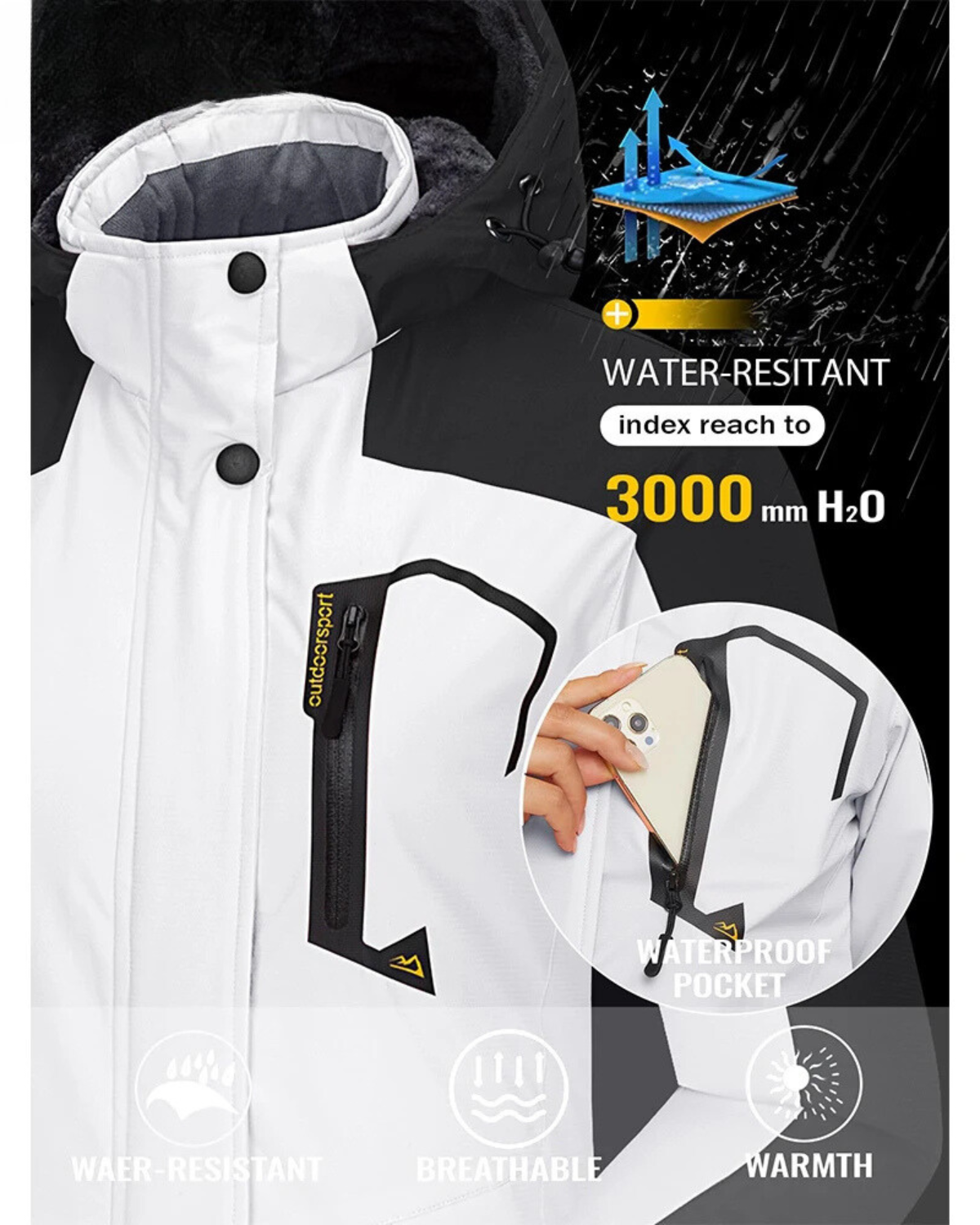 Schneus - Wasserdichter Wintermantel Männer – Wetterfest, Atmungsaktiv, Mit Kapuze