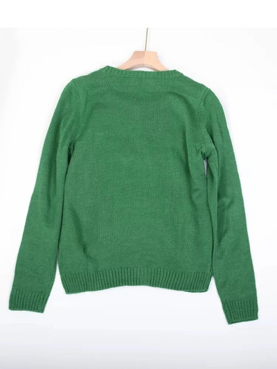 Kuschel - Weihnachtspullover mit Schneemann und Rentierschlitten, Kinder Strickpullover