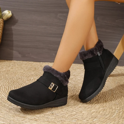 Warmess - Damen Winterstiefel mit Fellkragen und praktischem Reißverschluss