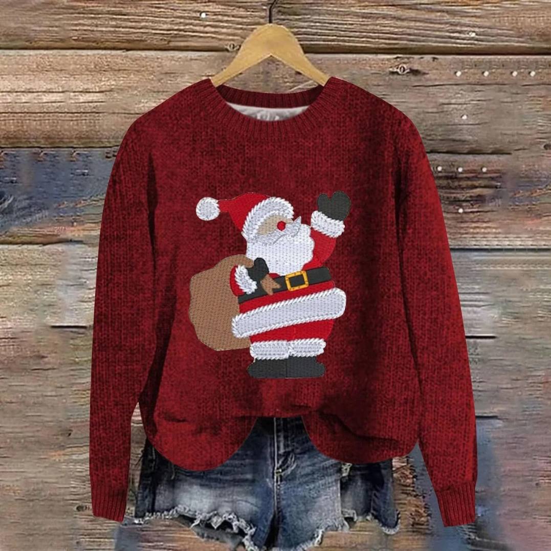 Weihlus - Weihnachtspullover mit Weihnachtsmann und Strickdetails
