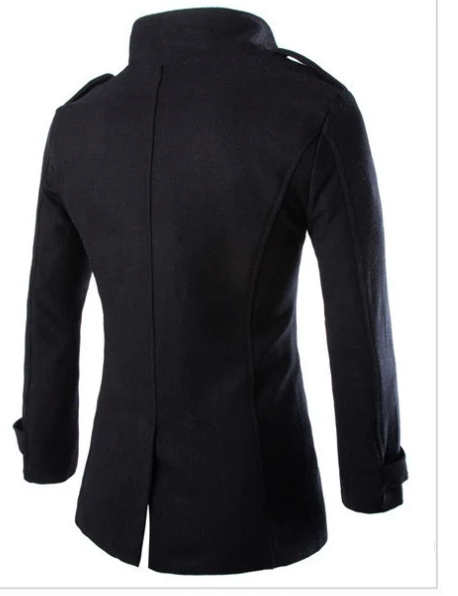 Warmarm - Langer Mantel Herren Wollmantel Mit Stehkragen und Herausnehmbarer Weste