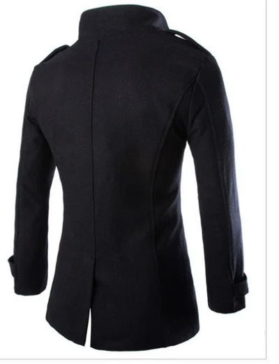 Warmarm - Langer Mantel Herren Wollmantel Mit Stehkragen und Herausnehmbarer Weste