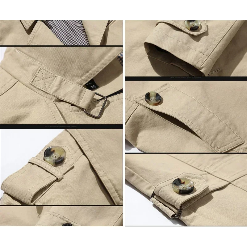 Nordgra - Langer Mantel Herren Stilvoller Trenchcoat Mit Gürtel und Revers