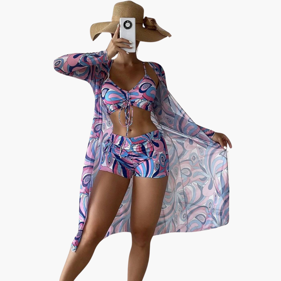 Lotta | 3-teiliges bedrucktes Bikini-Set