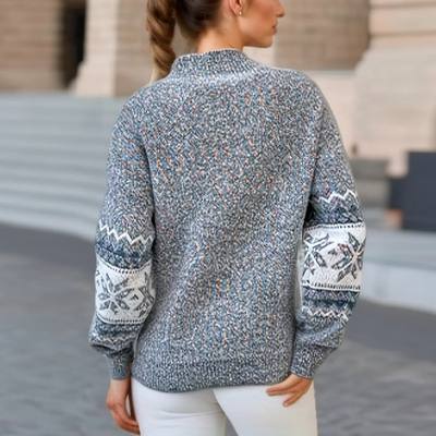 Festrom - Weihnachtspullover für Damen, Strickpullover mit Weihnachtsmann-Muster