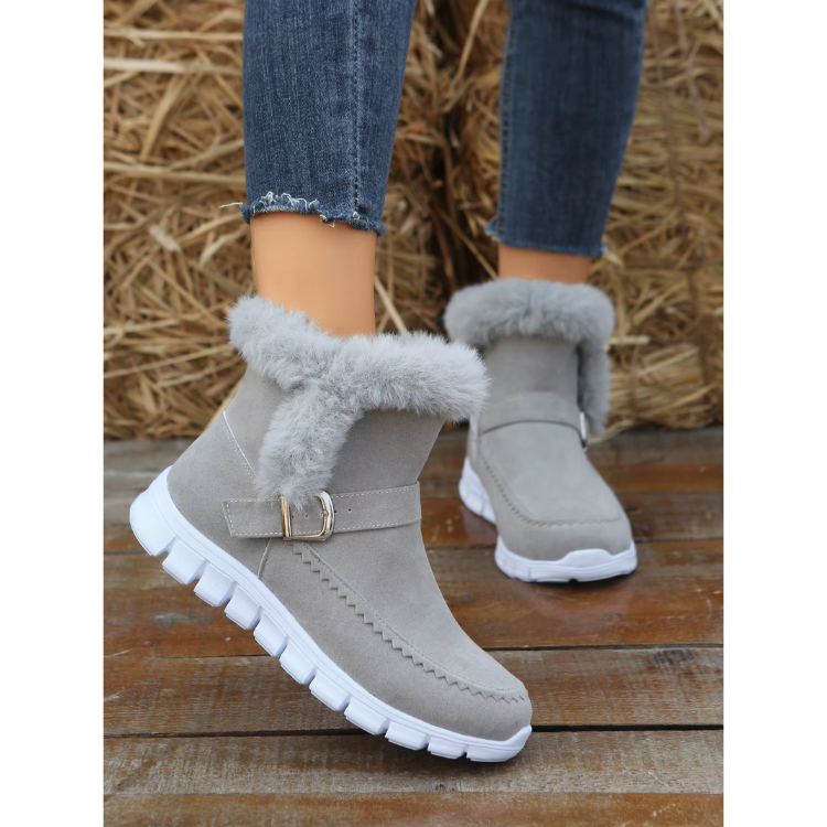 Frostin - Damen Winterstiefel mit Kunstfellkragen und flexibler Profilsohle