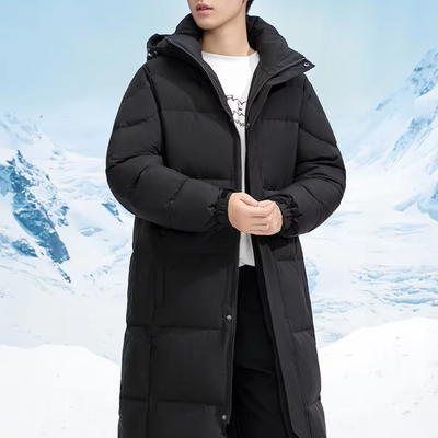 Soltwin - Langer Wintermantel Herren Warm Gefüttert Mit Kapuze Winddicht