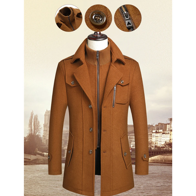 Nordalt - Langer Mantel Herren Warm Gefüttert Mit Stehkragen Winterjacke