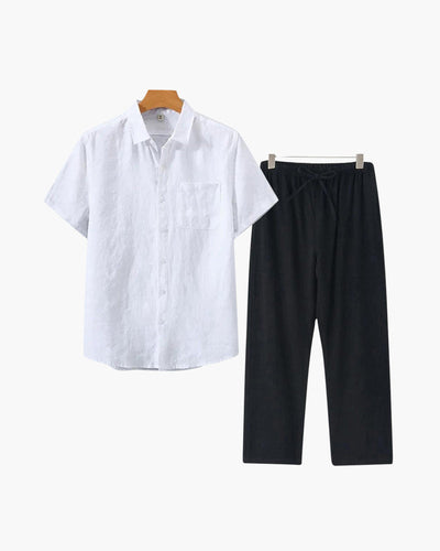 Lincoln | Old Money Herren Leinen-Set mit Kurzarmhemd & Sommerhose