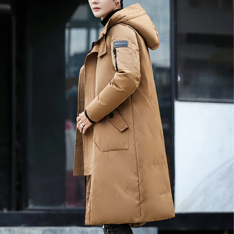 Kaltsor - Langer Wintermantel Herren – Warmer Daunenparka mit Kapuze und Taschen