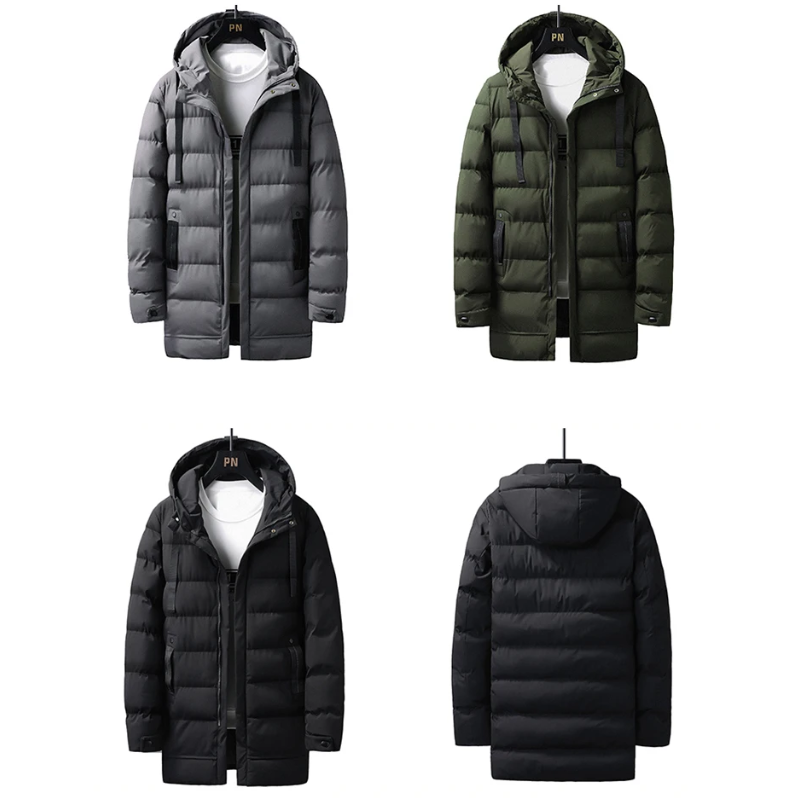 Eismund - Langer Wintermantel Herren Warm Gefüttert Mit Kapuze Winddicht