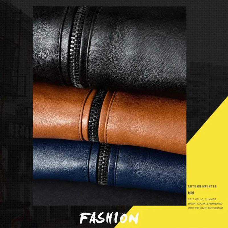 Menroxh - Lederjacke Herren im Mantelstil, Elegante Echtlederjacke mit Taschen