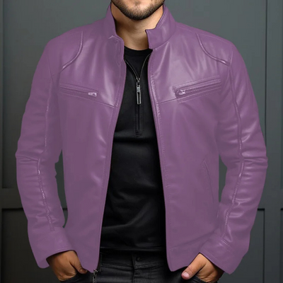 Menluxe - Lederjacke Herren, Warme Jacke mit Reißverschlusstaschen und Kapuze