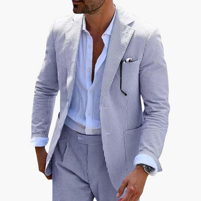 Herren Sommeranzug zweiteilig mit Nadelstreifen und Slim Fit