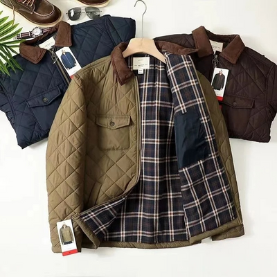 Paviton - Gewattierte Jacke Herren mit Cordkragen und kariertem Innenfutter