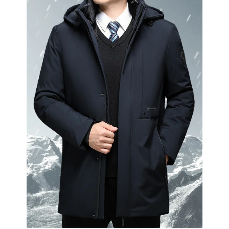 Mantrol - Langer Wintermantel Herren – Wasserabweisender Parka mit Kapuze