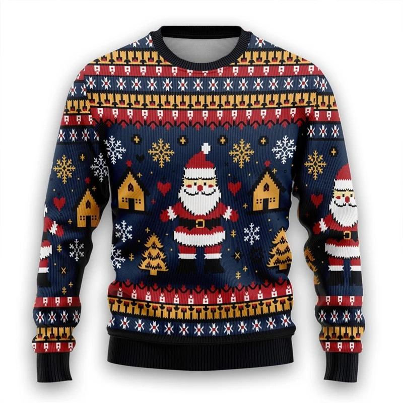 Adventz - Weihnachtspullover mit Schneemann- und Weihnachtsmotiv – Bunt & Festlich