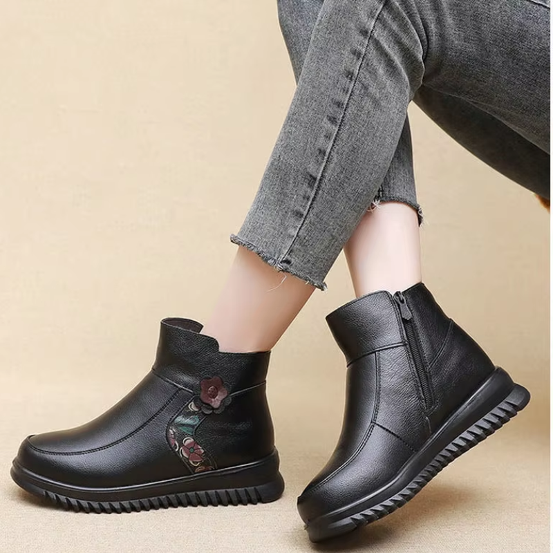 Artiven - Damen Winterstiefel mit Blumenmuster und rutschfester Sohle